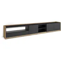 Skraut Home TV-Möbel Holzeffekt schwarz und eiche 310x37x50cm mit Led