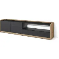 Skraut Home TV-Möbel Holzeffekt schwarz und eiche 207x37x50cm mit Led