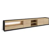 Skraut Home TV-Möbel Holzeffekt eiche und schwarz 310x37x50cm mit Led