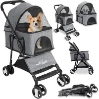 OEM Kinderwagen für Hunde und Katzen, abnehmbarer Regenschutz, bis 20 kg, für Kinder