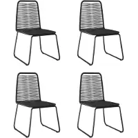 vidaXL Möbel Gartenstühle 4 Stk. Poly Rattan Schwarz - Gartensessel 313112