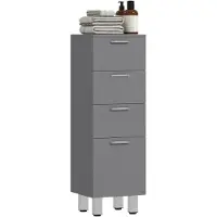 Kleankin Badezimmerschrank schmal, Toilettenschrank mit 4 Schubladen Grau