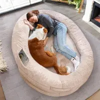 OEM Hundekissen - Warm & Komfortabel Hundebett für Menschen - Abnehmbare Hülle (Beige)