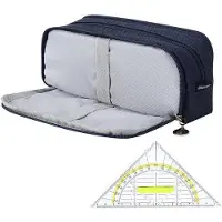 OEM Schul-Etui aus Kunststoff, groß, 22 x 9 x 5 cm, mit 3 Lagen, multifunktional, für Jugendliche, mit Dreiecks-Linial, für Schule und Büro