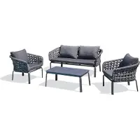 DCB Groupe 4-Sitzer-Gartenmöbel, Aluminium und geflochtenem Seil