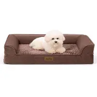 OEM Wasserfestes Hundebett für kleine Hunde, mit seitlichen Wänden, unterstützendes Schaumgummibett mit abnehmbarer, wasbarer Hülle, wasserfestem Untergrund und Anti-Slip-Funktion.