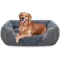 OEM Hundebett für große Hunde, waschbar, weiches Hundekissen, antislip Hundebett gegen Angst, weich und bequem, Hundebett für große Hunde und Katzen, 89 x 63 x 23 cm