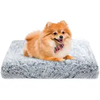 OEM Hundebett, kleines Hundekissen, waschbar, weiches Hundemat, langer Plüsch, weiche Füllung, multifunktionales Hundebett, schattengrau, 50 x 40 x 5 cm