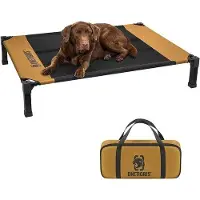 OEM Hundebett, Hochhundebett 130x91 cm, Höhe 23 cm, Einfache Montage, Atmungsaktiv, Dauerhaft, Bequem, Leicht zu Reinigen, Hundebett für Innen, Außen, Gärten - Braun