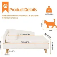 OEM Hundebett - Wasserfest - Holzbeine - Wasserfest - Weiß - Größe:S - 70x40x39cm