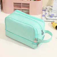 OEM Schultasche, großes Etui mit 3 Fächern für Mädchen und Jungen, tragbares Etui mit Griff für Schule und Büro (grün)