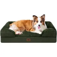 OEM Orthopädisches Hundebett für große Hunde, 104 x 69 x 15 cm, Wasserfest, Antislip, Hundebett mit hohem Rand, schwarz-grün