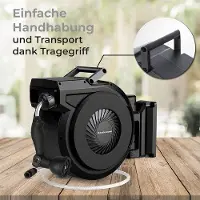 OEM 15 Meter Wandslangbox mit Rol Slanghalter - 180 Grad drehbar - schwarz Gartenhose