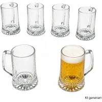 MamboCat 6x Akki Bierkrug 0,2L mit Sternboden & Henkel Bierhumpen 200ml Seidel Glas