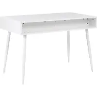 Beliani Schreibtisch Weiß Faserplatte Rechteckig 120 x 60 cm mit Stauraum Schubladen Schrank Modernes Design Minimalistisch Büro Homeoffice Bürotisch