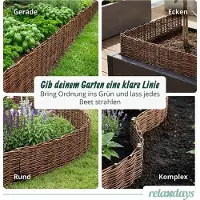 Relaxdays Beeteinfassung, Weide, 4er Set, HxB: 30 x 100 cm, zum Stecken, Beet & Rasen, niedrige Beetumrandung, braun
