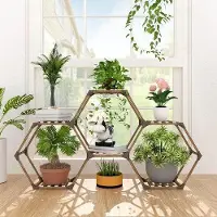OEM Hochbeet aus Holz, 6 Ebenen, für Wohnzimmer, Balkon, Garten, Büro, 147 x 26 x 75 x 75 cm