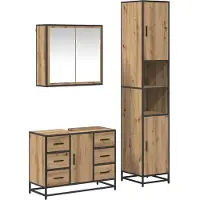 vidaXL Badezimmermöbel-Set 3 stk. Artisan-Eiche 80 x 33 x 60 cm