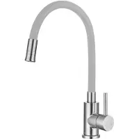OEM Geborsteld roestvrij stahl-Küchenarmatur mit 2 Wasserstrahltypen, flexibler Auslauf, 360° drehbar, sicherer Silikon-Hahn und grauem Finish.