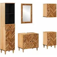 vidaXL Badezimmerschrank-Set mit Schubladen 5 pcs Massivholz Mango