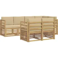 vidaXL Outdoor-Sofagarnitur 7 pcs Weiß und Beige 245 x 126,5 x 73 cm
