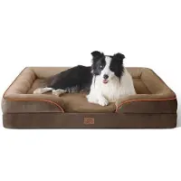 OEM Orthopädisches Hundebett, ergonomische Hundekissen - 89 x 63 cm, eiförmiges Kratzkissen für mittelgroße Hunde, waschbar, antislip, braun