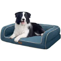 OEM Wasbare Hundebett für große Hunde, 91,5x71x23cm, bequemes Lattenrost, atmungsaktives Linnen, blau