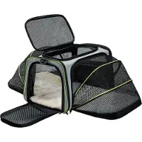 Famanu Transportbox für Katzen, faltbar, mit abnehmbarer Wollmatte - ideal für Haustiere bis 6,8 kg