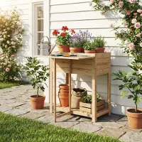 Zerbaco Hochbeet, Holz, 63x34x74 cm, mit Beinen und klappbarer Seitentafel