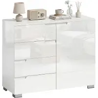 HOMCOM Kommode mit 4 Schubladen Sideboard mit 1 Tür, Verstellbarem Einlegeboden