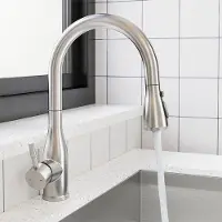 OEM Küchenhahn mit Ausziehbarem Abfluss 360-Grad-Drehbar und 3 Modi - Hochdruck-Spülungsmenghahn Edelstahl-Hahn
