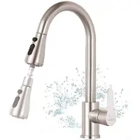 OEM Küchenhahn, Hochdruck-Küchenhahn mit abziehbarer Dusche, abziehbarer Wasserhahn, Mischhahn Küchenhahn Dusche 3 Stände, Edelstahl
