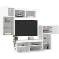 vidaXL Best Möbel 5-tlg. Wohnwand mit LED-Beleuchtung Weiß Holzwerkstoff CHY6312332