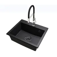 Brado Granit Küchenspüle EXCLUSIVE 55 Groß 1 Becken Set mit Armatur und Siphon Schwarz
