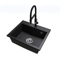 Brado Granit Küchenspüle EXCLUSIVE 55 Groß 1 Becken Set mit Armatur und Siphon Chrom