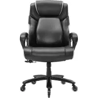 SucceBuy Schwerlast-Bürostuhl von , groß und hoch, Tragkraft 180 kg, verstellbare Lendenwirbelstütze, breiter, dick gepolsterter Sitz, stabile Metallbasis, leise Rollen, ideal für lange Arbeitsstunden