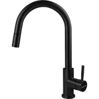 OEM Drehbare Küchenarmatur mit 360° Drehfunktion - Küchenarmatur mit hoher Bogenauslauf - hoher Druck Küchenarmatur aus Edelstahl - matt schwarz, SP-10027-N