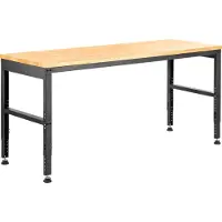 SucceBuy Verstellbare Werkbank von , 48 x 20 x 38,1 Zoll, 28,3 bis 38,1 Zoll Höhe, 2000 lbs Tragkraft, Steckdosen, Hartholzplatte, Metallrahmen, Fußpolster, Büro/Zuhause/Garage