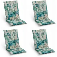 GO-DE Gartenstuhlauflagen - 48 x 108 cm - Beige - Blau - Grün - Mittellehner - 4er Set