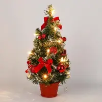 Yozhiqu Mini Weihnachtsbaum Beleuchtet 40CM künstlich mit Beleuchtung klein Künstlicher Tannenbaum Baumschmuck Weihnachtskugeln Künstliche Weihnachtsbäume DekoRot