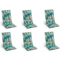 GO-DE Gartenstuhlauflagen - 48 x 118 cm - Beige - Blau - Grün - Hochlehner - 6er Set