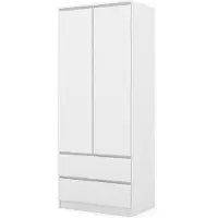 Homlando Kleiderschrank MAJA 80 cm Weiß Matt Funktionaler Schrank mit Regalböden und Kleiderstange
