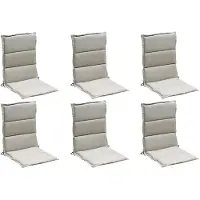 GO-DE Gartenstuhlauflagen - Creme - Mittellehner - mit Stehsaum - 6er Set