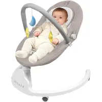 DazHom Elektrische Babyschaukel,Baby Wippe mit Tablett & Rädern, Automatische Wippe mit Schaukelfunktion, Musik und Fernbedienung, für 0-6 Monate (9 kg)