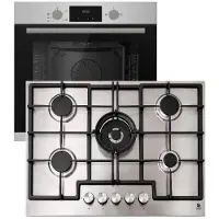 Gasline Gasherdset GB850-FIX Einbaubackofen mit Umluft + GAG75INX Gaskochfeld 75cm Edelstahl mit 5 Brennern LPG/ERGAS