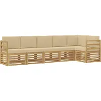 vidaXL Outdoor-Sofagarnitur 6 pcs Weiß und Beige 306 x 128,5 x 73 cm