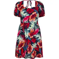 Apricot Minikleid "Mini-Kleid" mit tropischem Blumenmuster