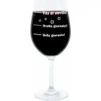 Glaskoch B. Koch jr. GmbH + Co. KG Leonardo Weinglas XL, Bella Giornata!, Brutta Giornata!, Vita Di Merda!, Geschenk Stimmungsglas mit lustiger Gravur Auf Italienisch, Mood Wein Glas, 610ml