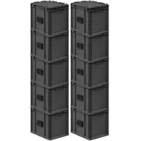 Proregal Supersparset 10x Eurobox Nextgen Portable HxBxT 33,5x30x40cm 30 Liter Schwarz Eurobehälter Transportbox Transportbehälter
