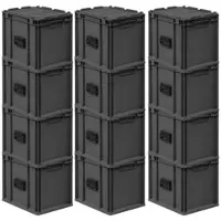 Proregal Supersparset 12x Eurobox Nextgen Portable HxBxT 33,5x30x40cm 30 Liter Schwarz Eurobehälter Transportbox Transportbehälter